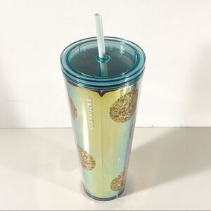 Starbucks Holiday 2020 Glitter Dots 24oz Cold Cup Gold Sparkle Christmas
